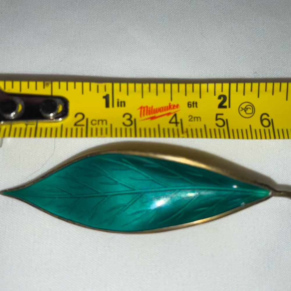 DAVID ANDERSEN NORWAY 925 Silver - Vintage Enamel Floral Leaf Brooch Pin- BP8746
